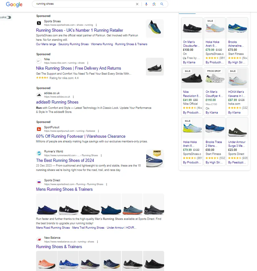 Google Search results now before SGE