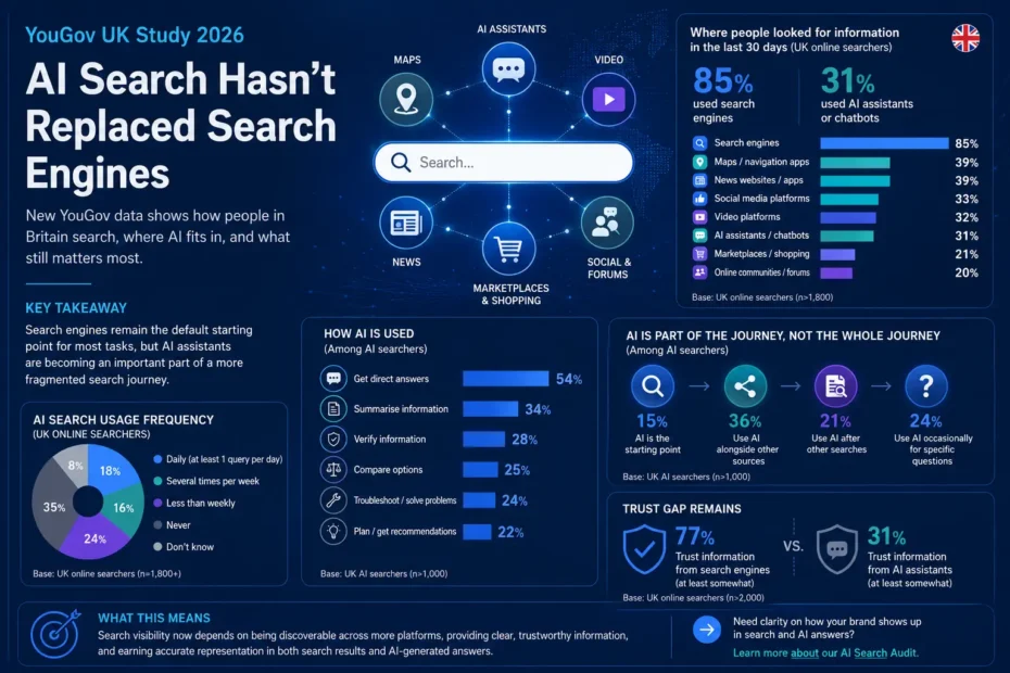 New YouGov UK Data Shows AI Search Hasn’t Replaced Search Engines